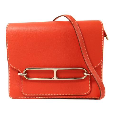 HERMES Evercolor皮革Roulis 23銀扣肩背袋Sanguine