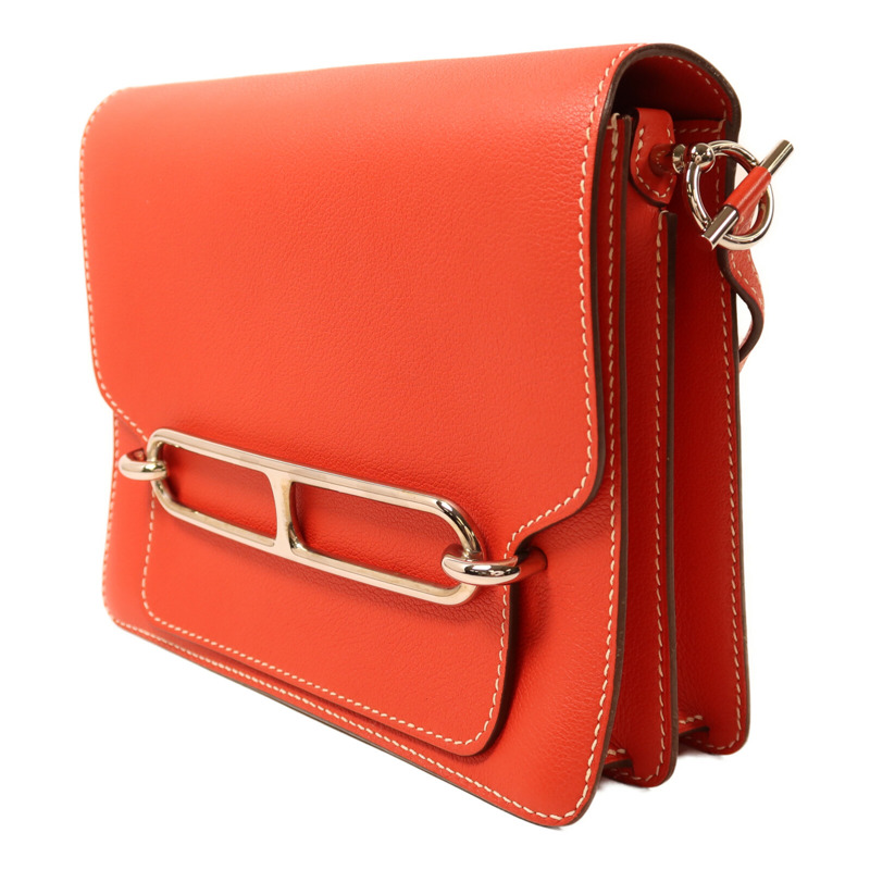 HERMES Evercolor皮革Roulis 23銀扣肩背袋Sanguine-2