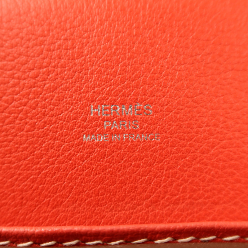 HERMES Evercolor皮革Roulis 23銀扣肩背袋Sanguine-5