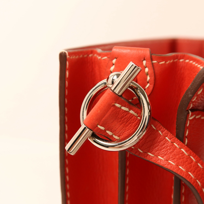 HERMES Evercolor皮革Roulis 23銀扣肩背袋Sanguine-7