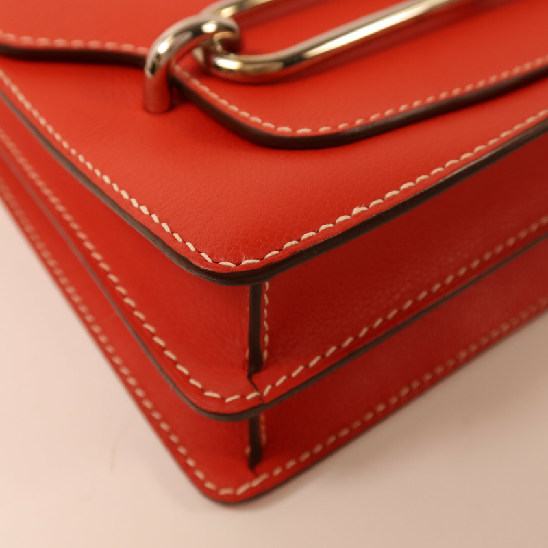 HERMES Evercolor皮革Roulis 23銀扣肩背袋Sanguine-9
