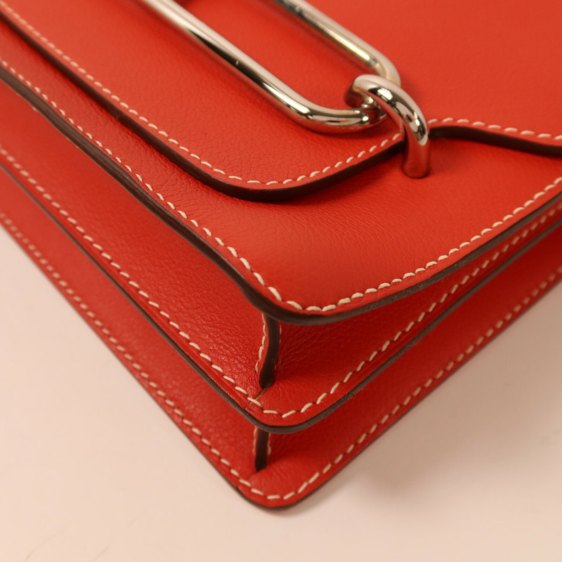 HERMES Evercolor皮革Roulis 23銀扣肩背袋Sanguine-10