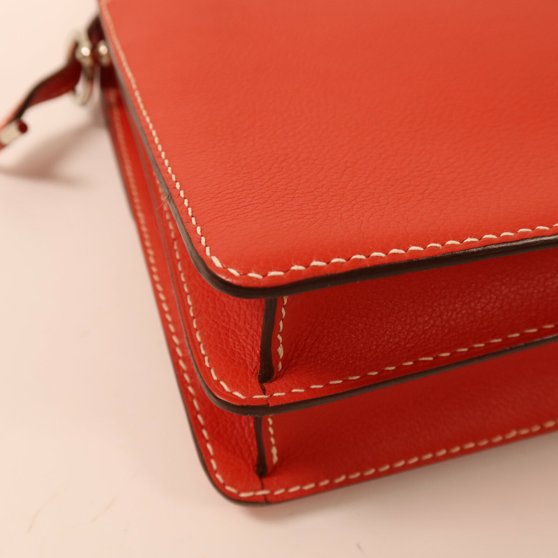 HERMES Evercolor皮革Roulis 23銀扣肩背袋Sanguine-11