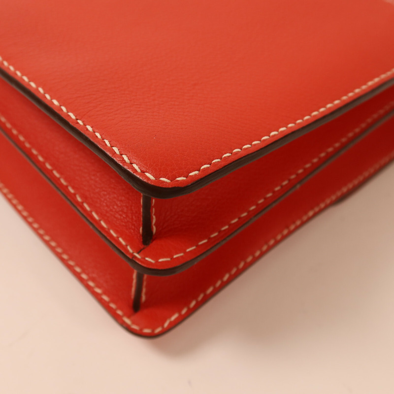 HERMES Evercolor皮革Roulis 23銀扣肩背袋Sanguine-12