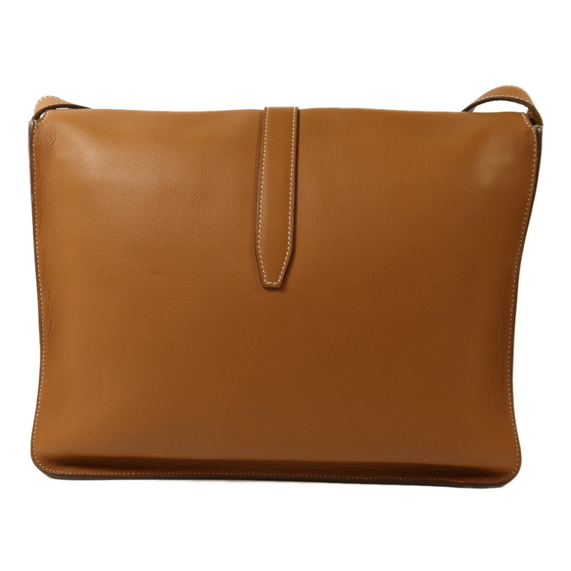 HERMES Togo皮革Steve Light銀扣肩背袋Gold-1