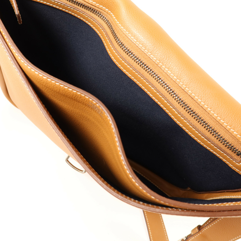 HERMES Togo皮革Steve Light銀扣肩背袋Gold-4