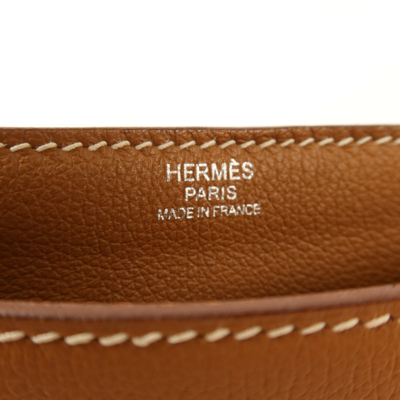 HERMES Togo皮革Steve Light銀扣肩背袋Gold-5