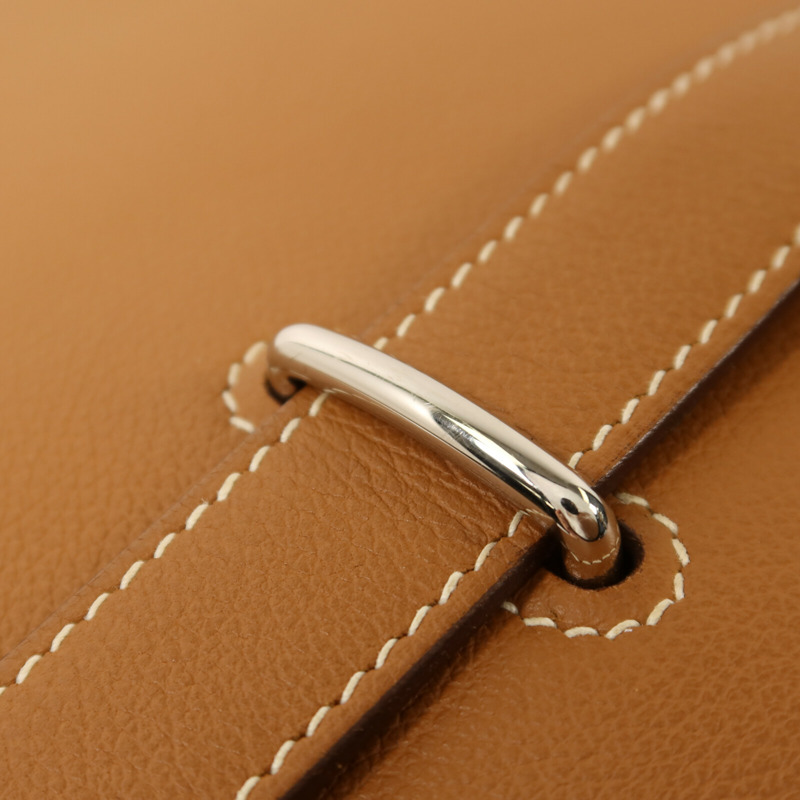 HERMES Togo皮革Steve Light銀扣肩背袋Gold-7