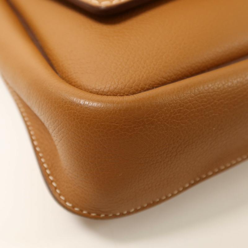 HERMES Togo皮革Steve Light銀扣肩背袋Gold-10