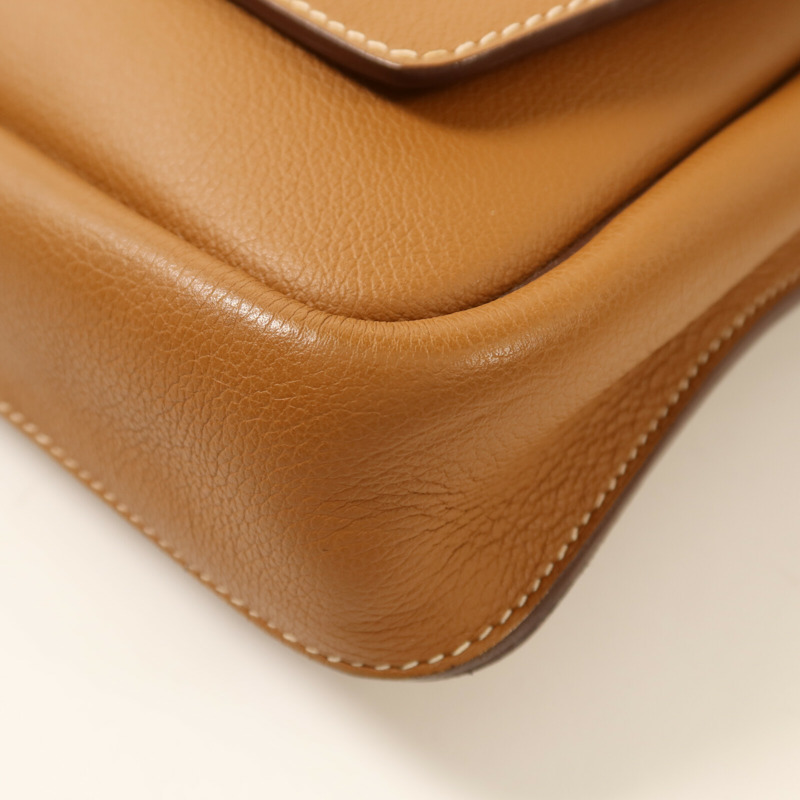 HERMES Togo皮革Steve Light銀扣肩背袋Gold-11