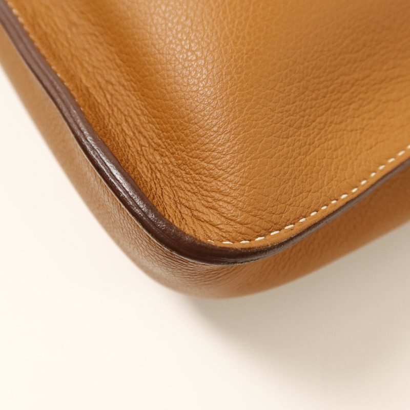 HERMES Togo皮革Steve Light銀扣肩背袋Gold-13