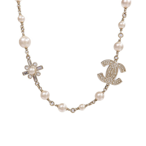 CHANEL 金屬/水晶Necklace金扣項鍊