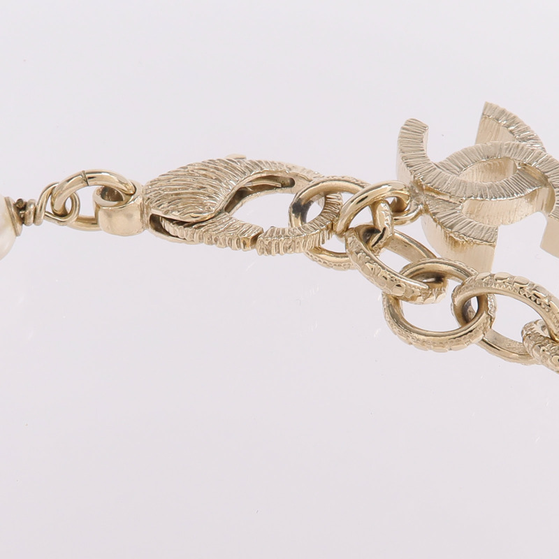 CHANEL 金屬/水晶Necklace金扣項鍊-4