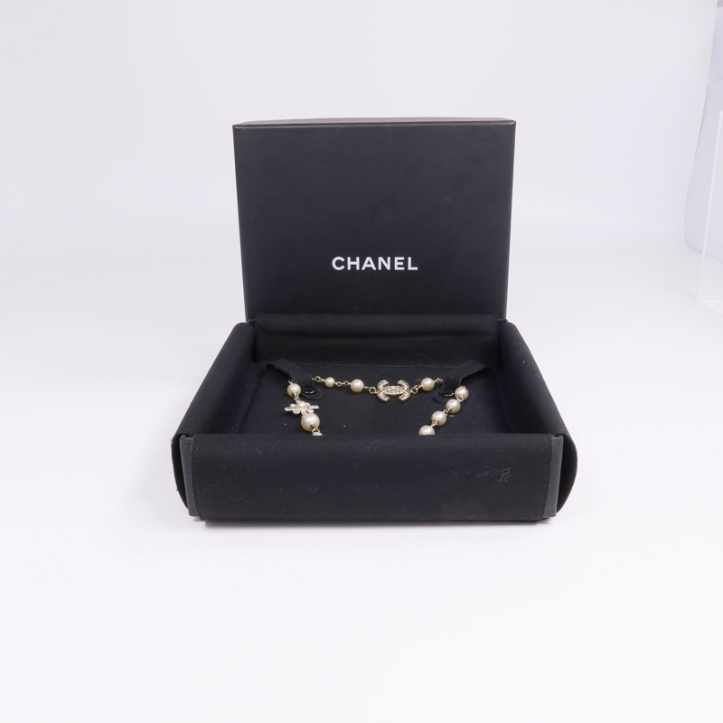 CHANEL 金屬/水晶Necklace金扣項鍊-7