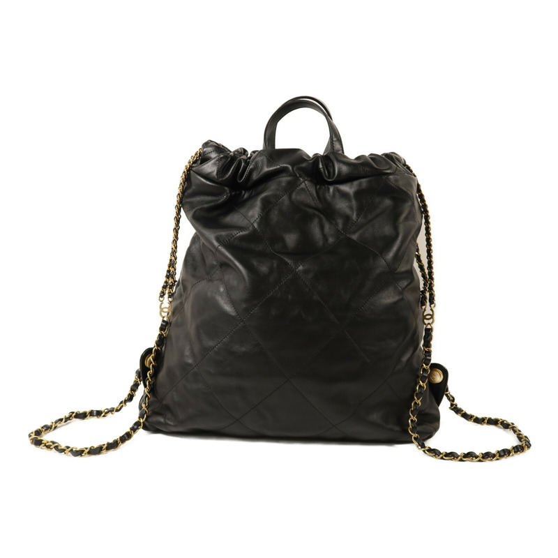 CHANEL 牛皮皮革22 Backpack金扣鏈帶背包-1