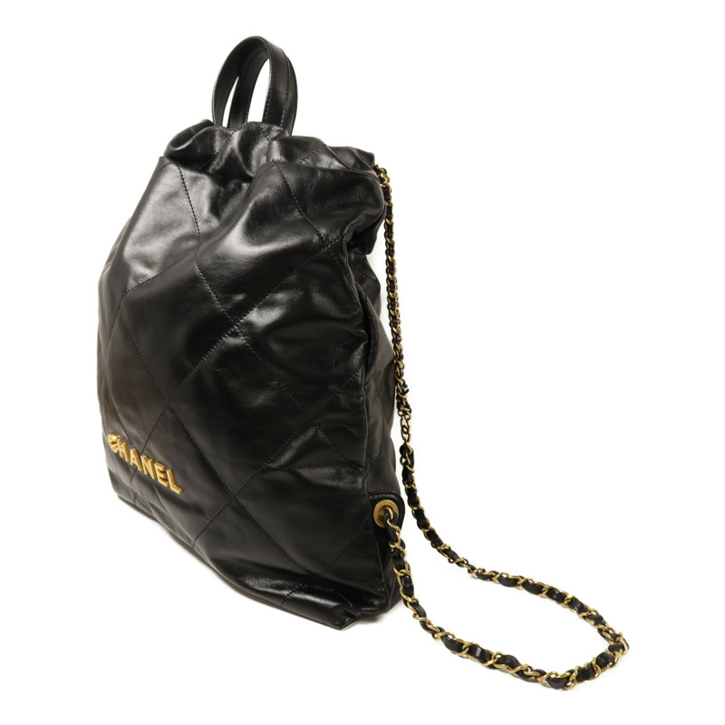 CHANEL 牛皮皮革22 Backpack金扣鏈帶背包-2