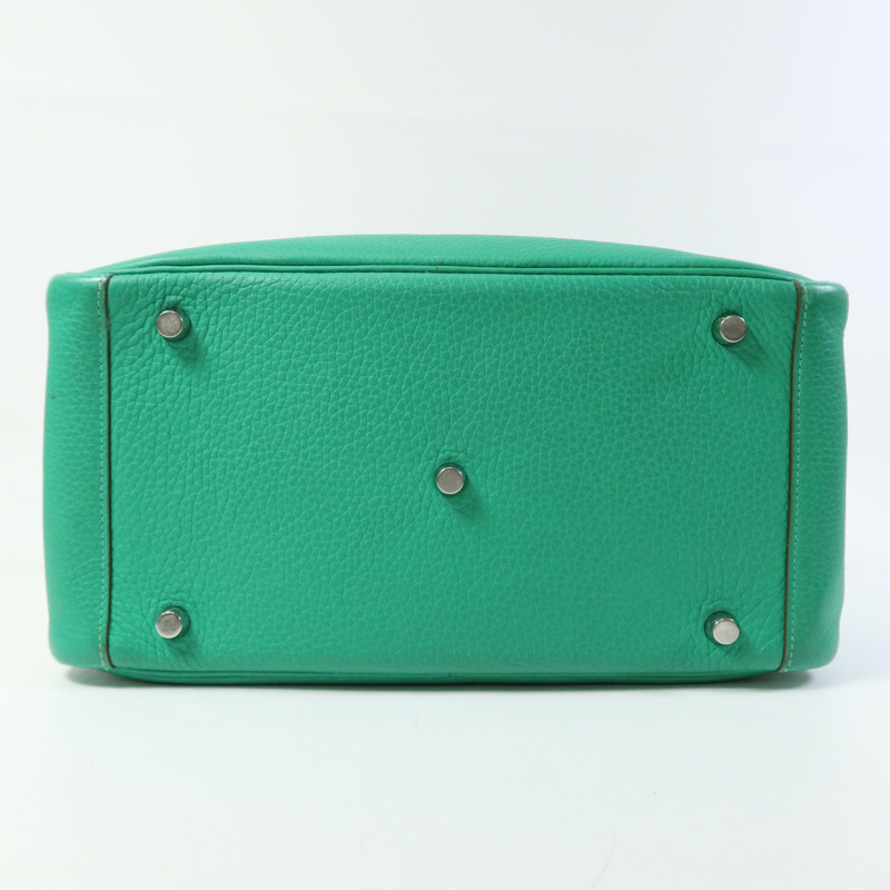 HERMES Clemence皮革Lindy 30銀扣手挽肩背兩用袋Bamboo-3