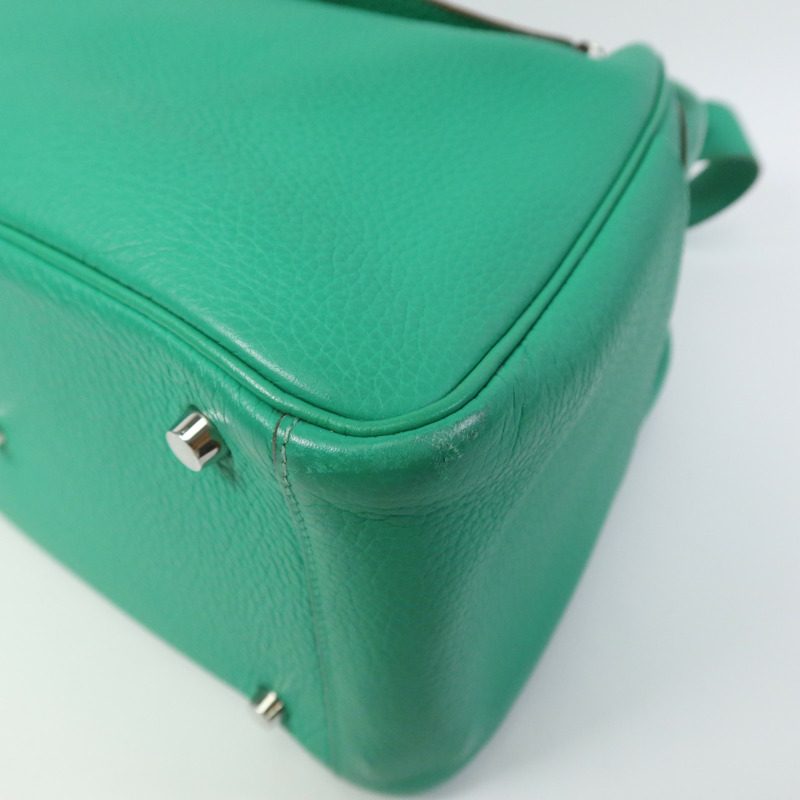 HERMES Clemence皮革Lindy 30銀扣手挽肩背兩用袋Bamboo-4