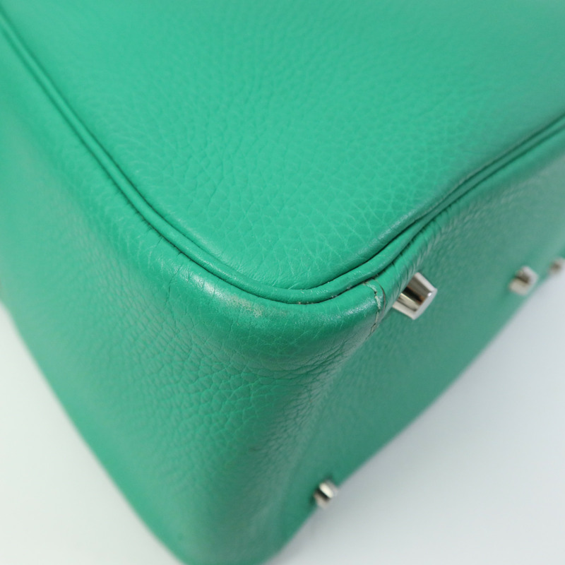 HERMES Clemence皮革Lindy 30銀扣手挽肩背兩用袋Bamboo-5