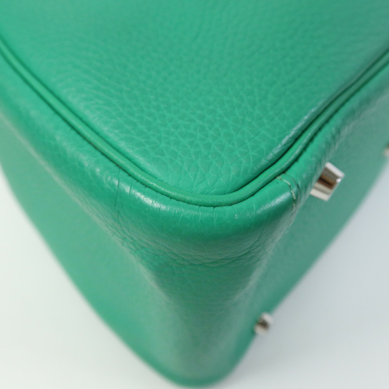 HERMES Clemence皮革Lindy 30銀扣手挽肩背兩用袋Bamboo-7