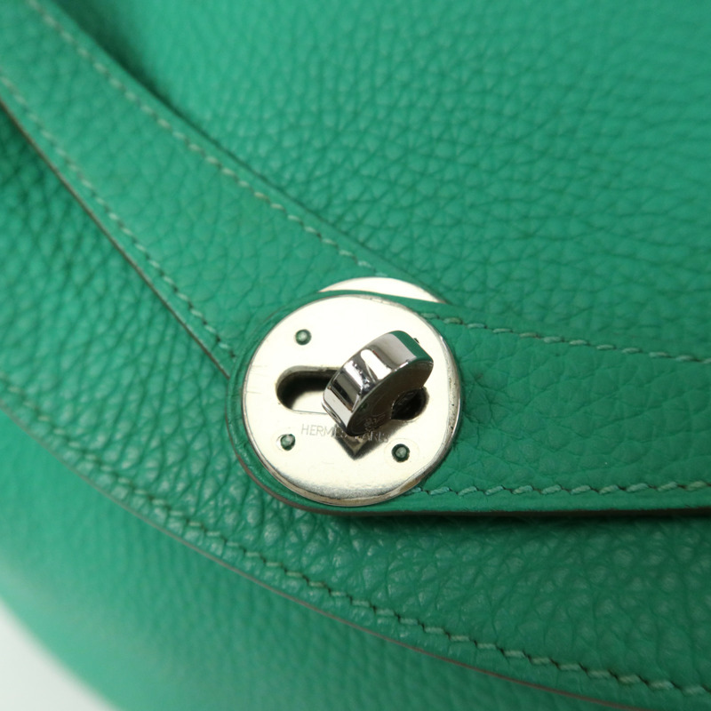 HERMES Clemence皮革Lindy 30銀扣手挽肩背兩用袋Bamboo-9