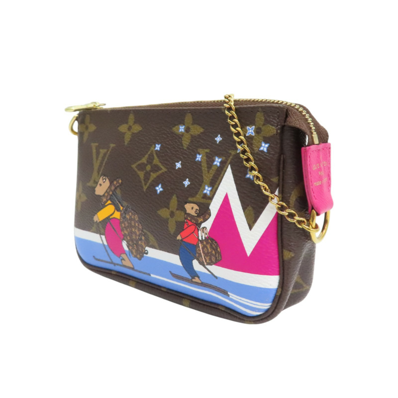 棕色 原花帆布 Christmas Mini Pochette Accessoires 手提包【LOUIS VUITTON LV 路易威登】 M67769-2