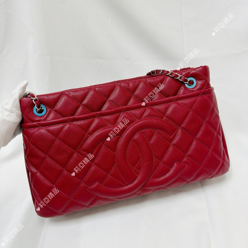 莉亞精品♡ Chanel 紅銀鏈條包 二手美包-2