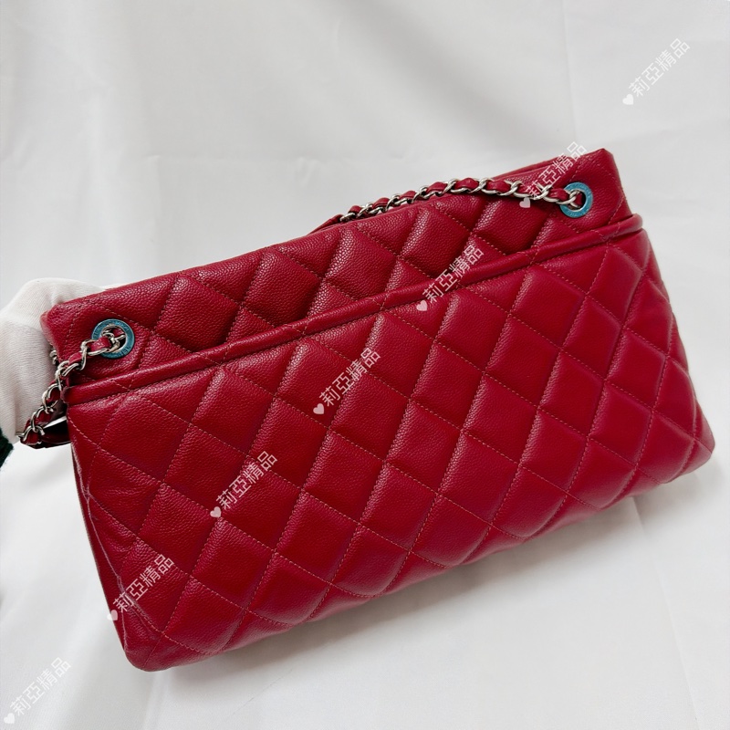 莉亞精品♡ Chanel 紅銀鏈條包 二手美包-3