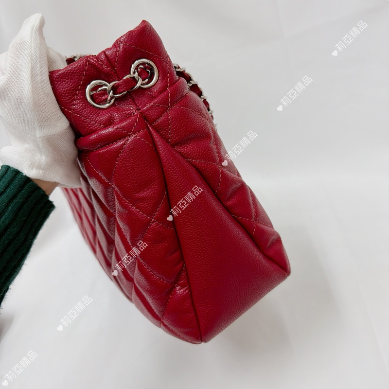莉亞精品♡ Chanel 紅銀鏈條包 二手美包-4