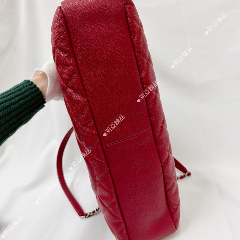 莉亞精品♡ Chanel 紅銀鏈條包 二手美包-6