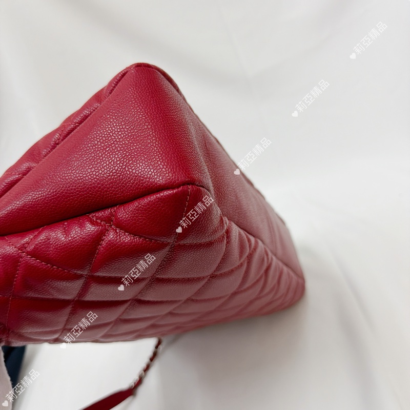 莉亞精品♡ Chanel 紅銀鏈條包 二手美包-9