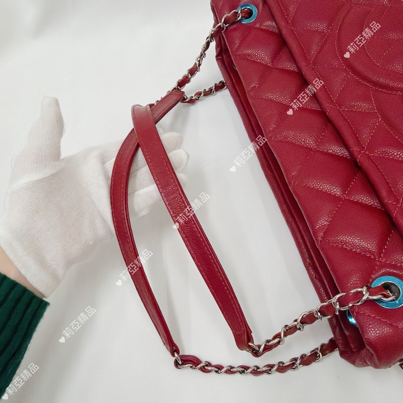 莉亞精品♡ Chanel 紅銀鏈條包 二手美包-11