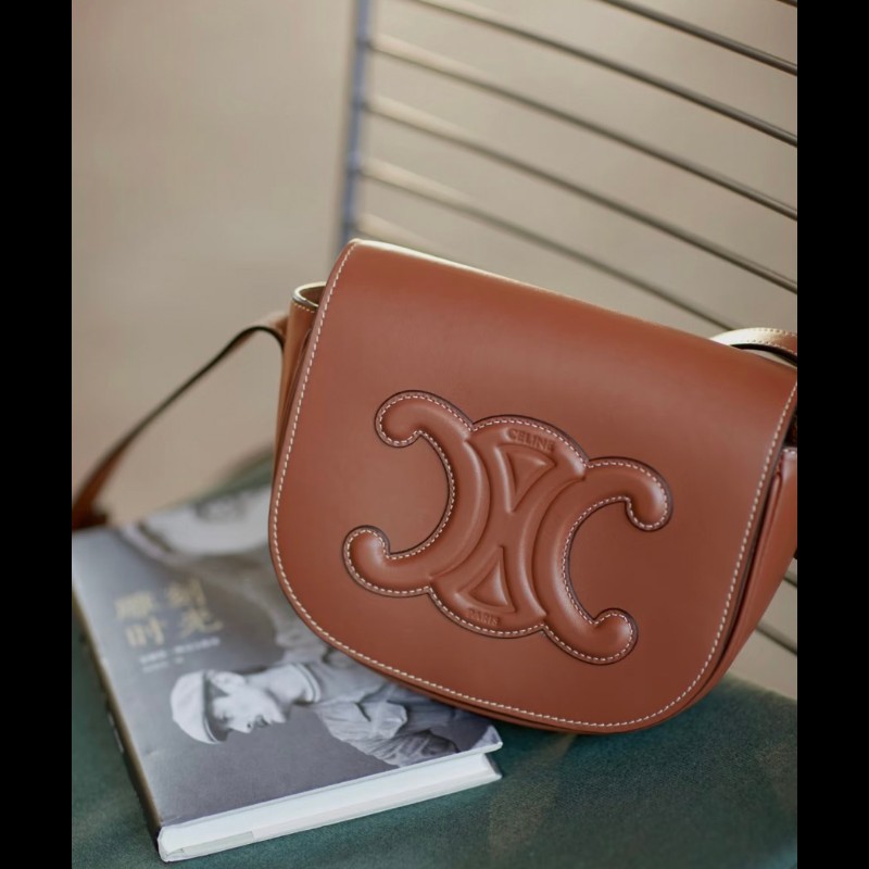 Celine cuir 光滑牛皮馬鞍包 焦糖色-1