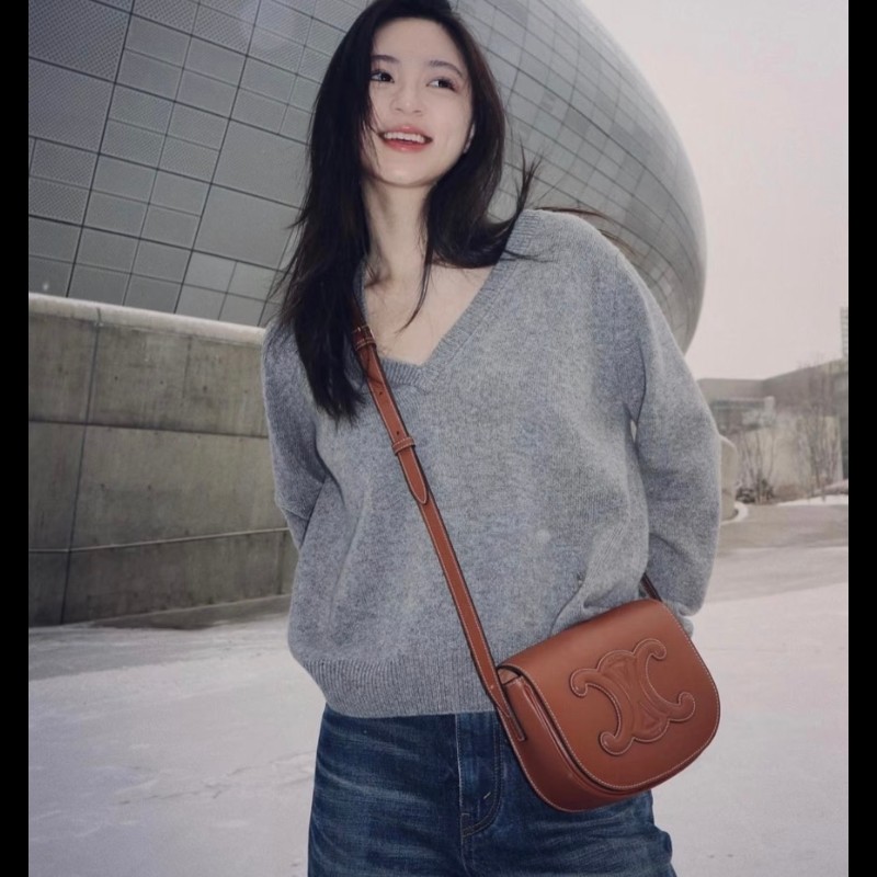 Celine cuir 光滑牛皮馬鞍包 焦糖色-2