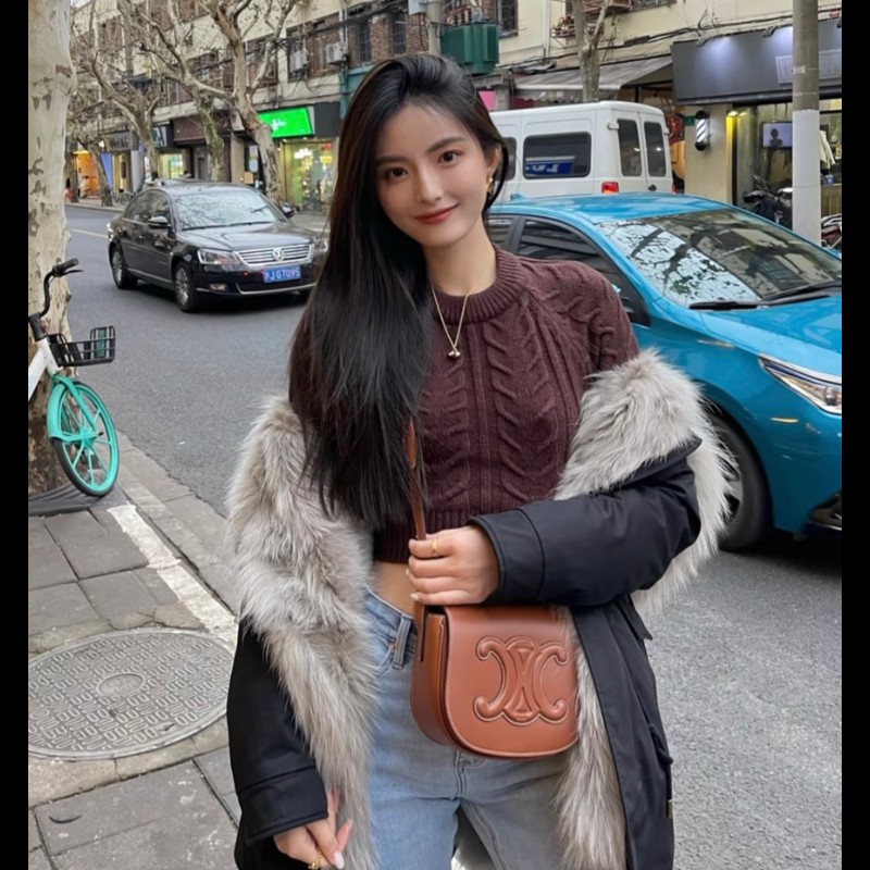 Celine cuir 光滑牛皮馬鞍包 焦糖色-3