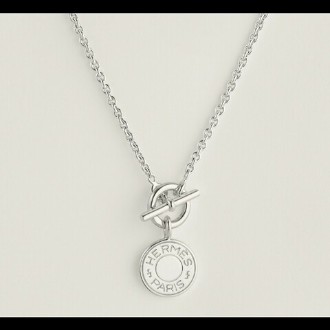 (全新品)愛馬仕銀牌Logo項鍊