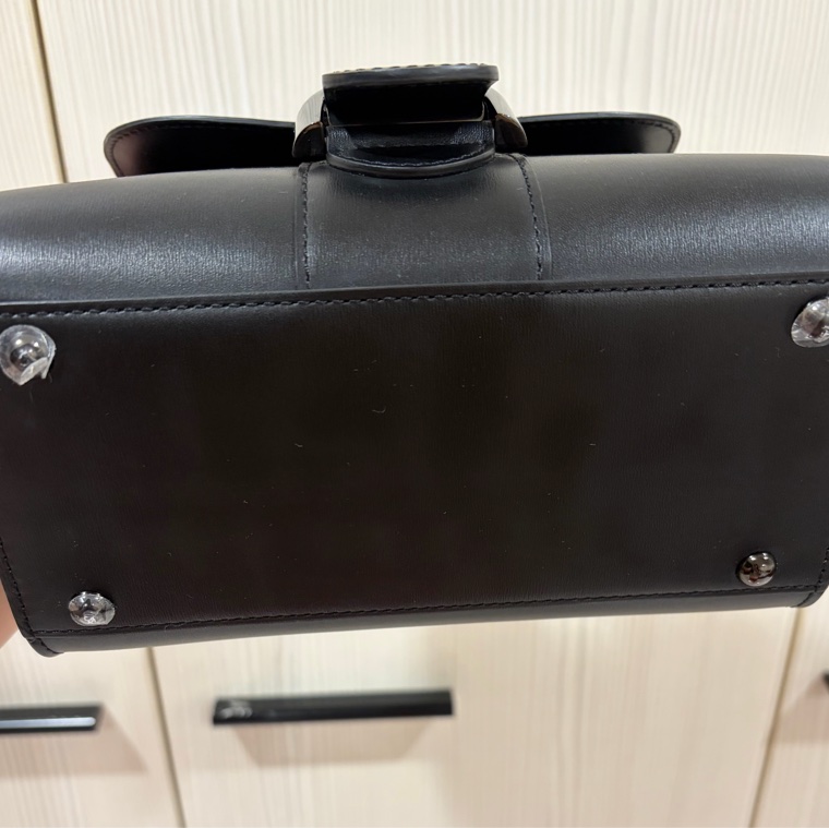 DELVAUX Brillant 黑色牛皮手提包-10