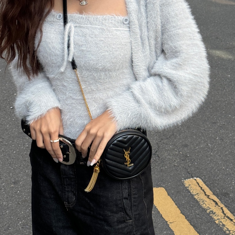 【全新閒置品🎁】 YSL 黑金 圓餅小包 斜背包-1