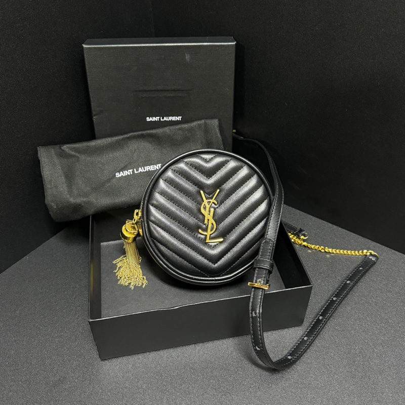 【全新閒置品🎁】 YSL 黑金 圓餅小包 斜背包-6