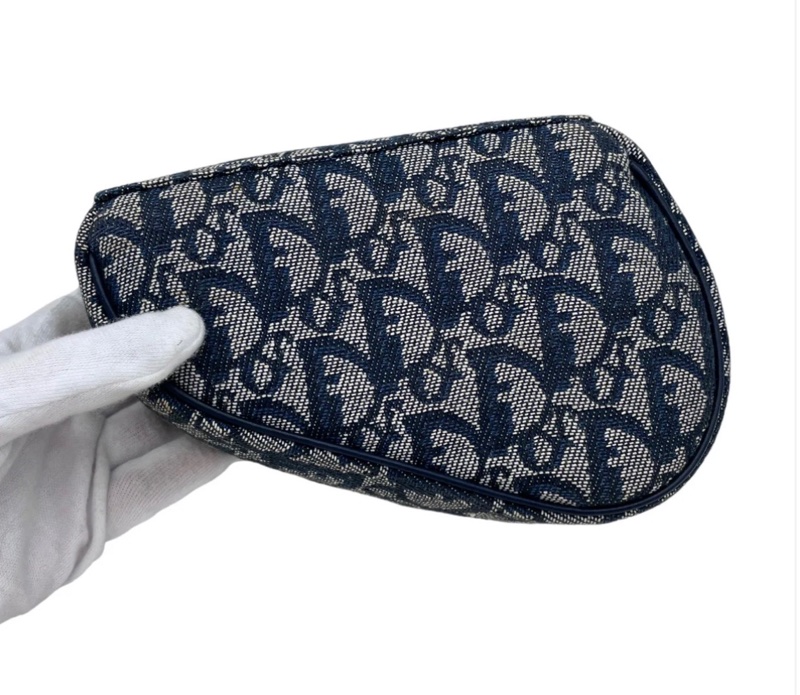 「JL精品代購」98新 Dior老花小馬鞍零錢包配上珍珠鏈條真可愛-4