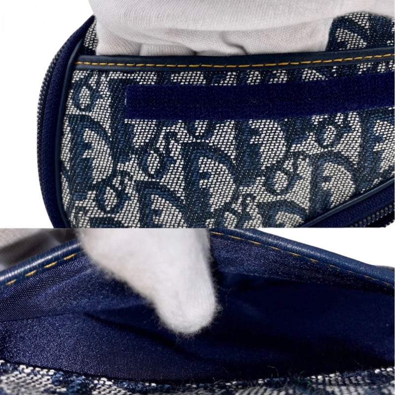 「JL精品代購」98新 Dior老花小馬鞍零錢包配上珍珠鏈條真可愛-9