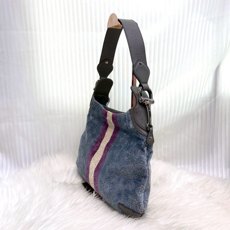 古馳hobo 腋下包Gucci馬銜釦絨布肩背包145826-5