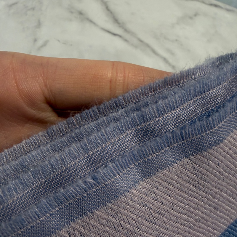 LV 淺藍粉大Logo羊毛絲質方巾M76170-11