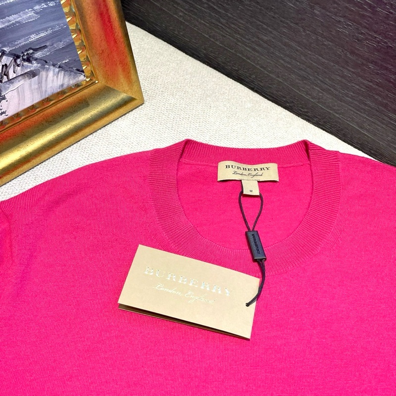 Burberry 巴寶莉 戰馬長袖針織上衣/桃紅色/M號/全新閒置美品-2