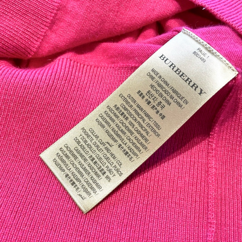 Burberry 巴寶莉 戰馬長袖針織上衣/桃紅色/M號/全新閒置美品-4