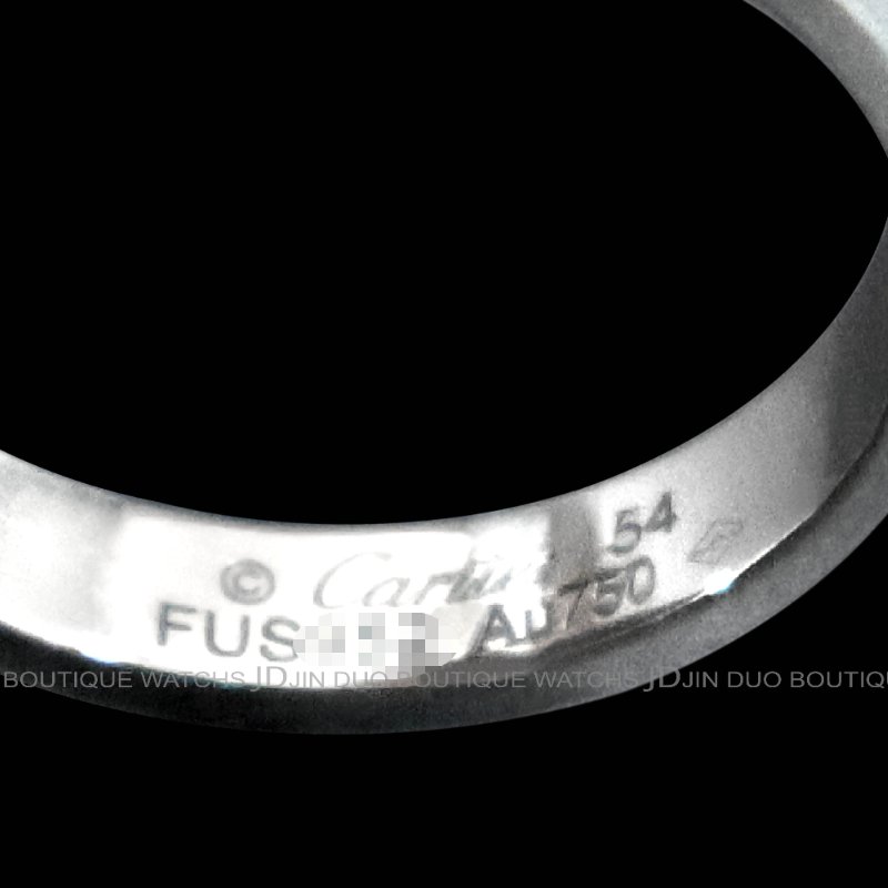 金鐸精品~C785 CARTIER 卡地亞 LOVE系列經典款750/1000白K金54號小型款戒指-3