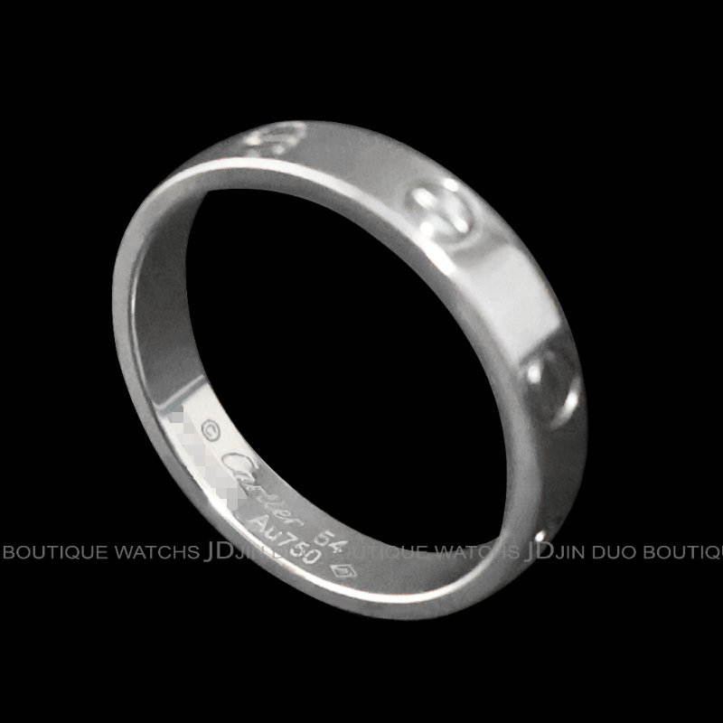 金鐸精品~C785 CARTIER 卡地亞 LOVE系列經典款750/1000白K金54號小型款戒指-4