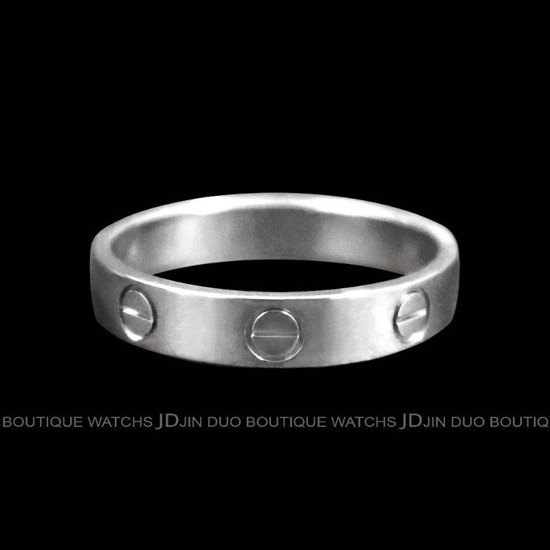 金鐸精品~C785 CARTIER 卡地亞 LOVE系列經典款750/1000白K金54號小型款戒指-7