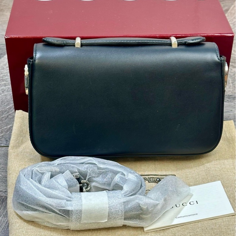 99新Gucci 古馳 Petite 雙G徽標包袋 可調節可拆卸肩帶 全皮邮差包 手提单肩斜挎包-1