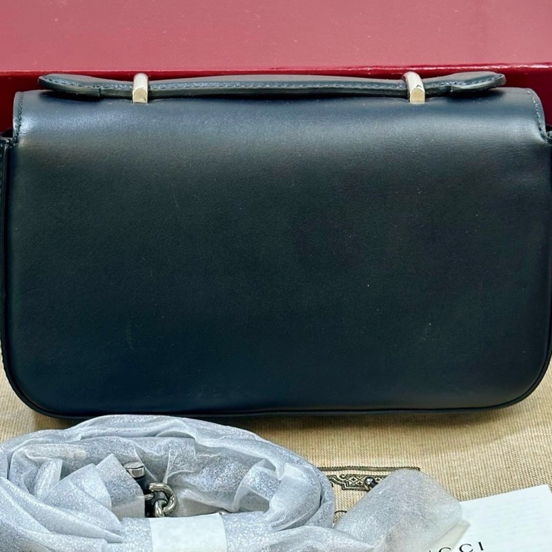 99新Gucci 古馳 Petite 雙G徽標包袋 可調節可拆卸肩帶 全皮邮差包 手提单肩斜挎包-5